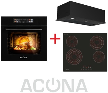 ACONA Варочная поверхность ACONA TC6904BK черный + Духовой шкаф ACONA X1000BK + Вытяжка Phantom 60 черный черный