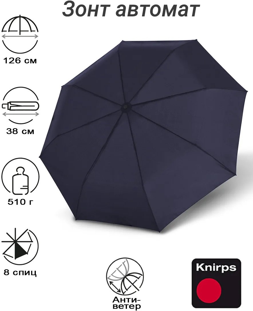 Складной зонт KNIRPS полуавтомат темно-синий