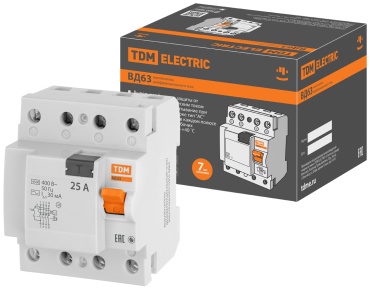 TDM ELECTRIC УЗО 4P 25 A, 4 кА, 220/380 В