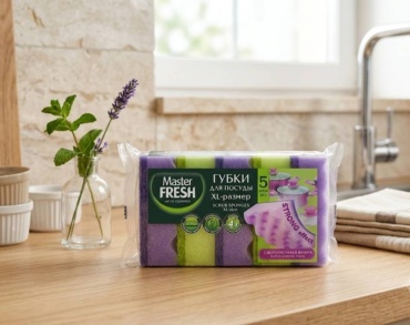 Губка для посуды Master Fresh Strong effect 5 шт, микрофибра