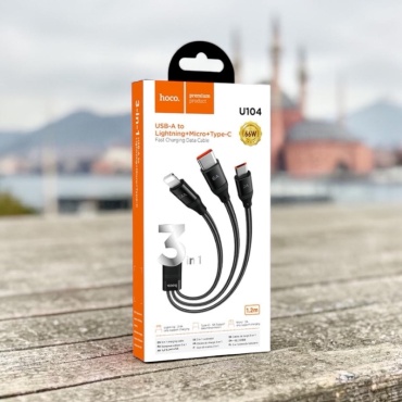 Кабель Hoco USB 3.0 (M), 1.2 м, черный