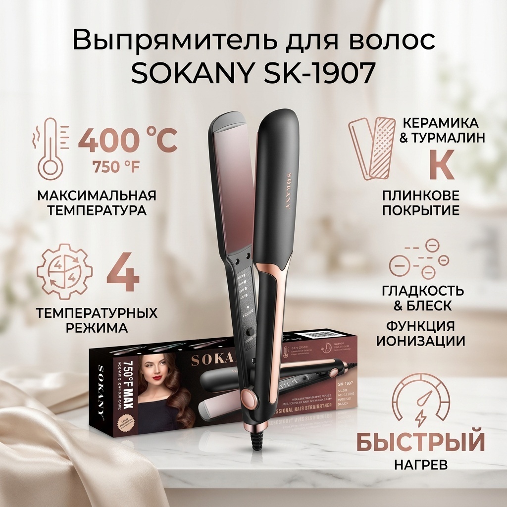SOKANY Выпрямитель для волос SOKANY SK-1907 утюжок