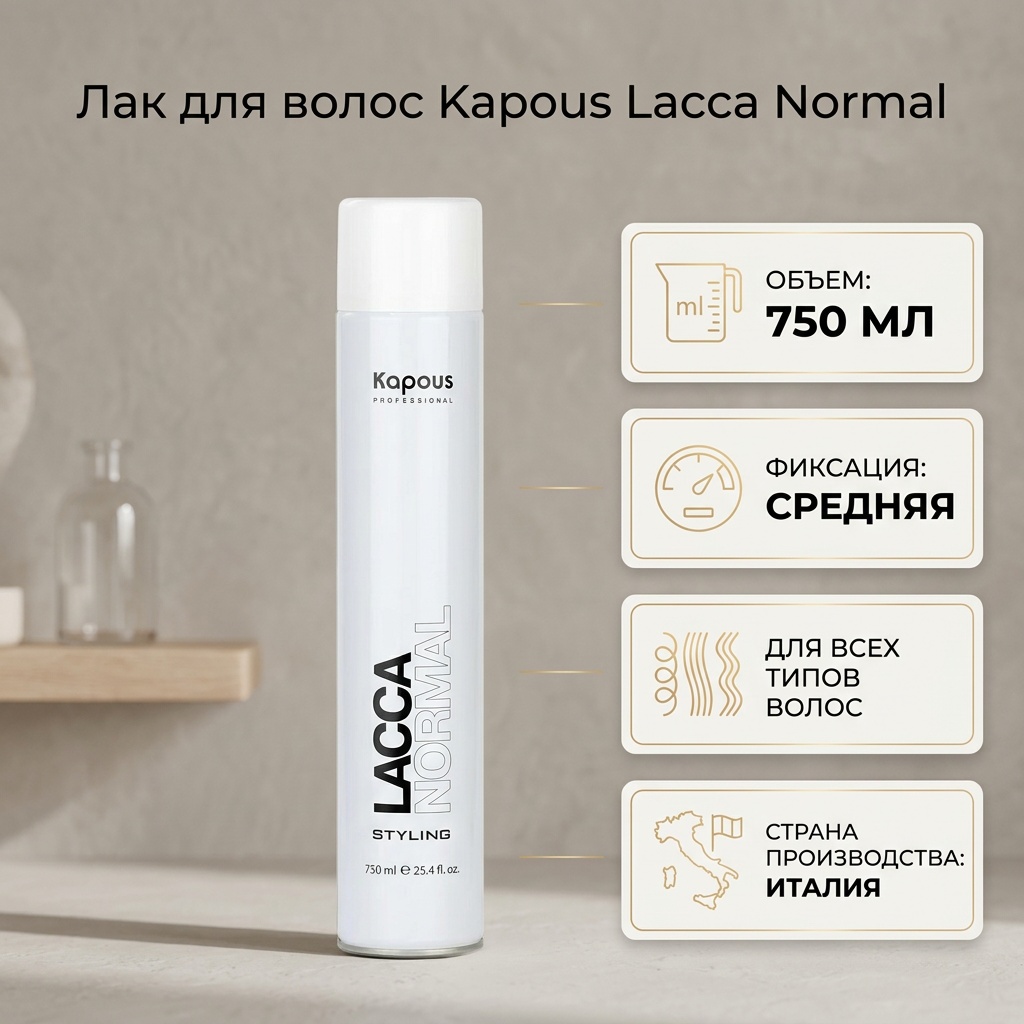 Kapous Professional Lacca Normal лак средняя фиксация 750 мл
