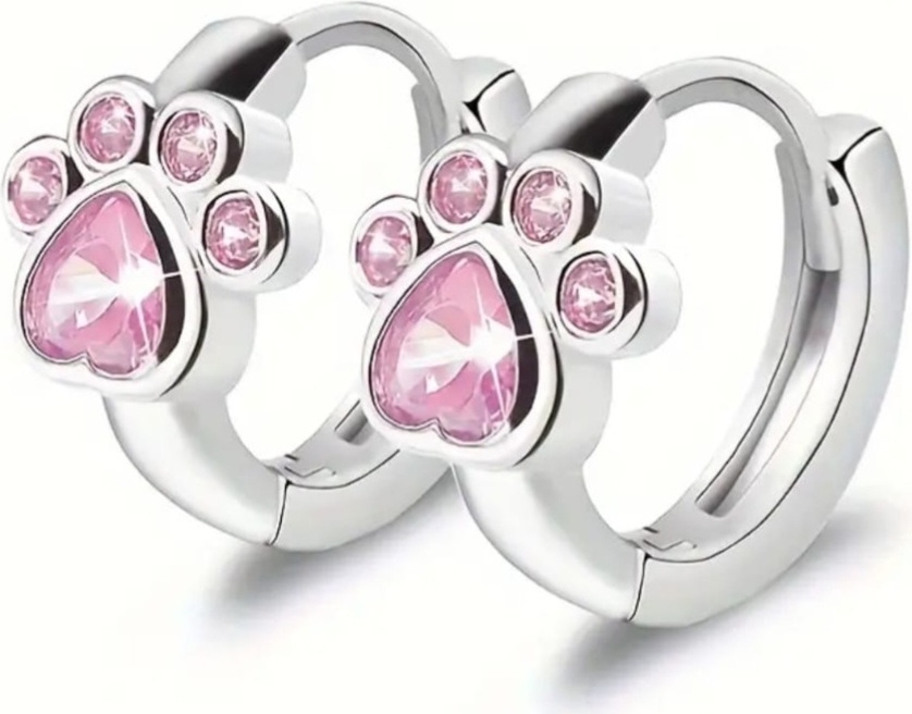 Серьги ESTHER er_jewerly Серебряные серьги 925 пробы с модным креативным дизайном в виде собачьей лапы, украшенные цирконием. вес 3 г серебро, цирконий