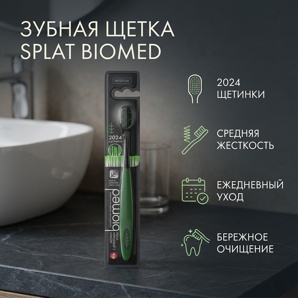 SPLAT Зубная щетка Biomed Black 1 шт зубная щетка средняя 1 шт