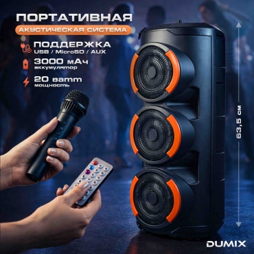 Портативная колонка Dumix DX-109 черный
