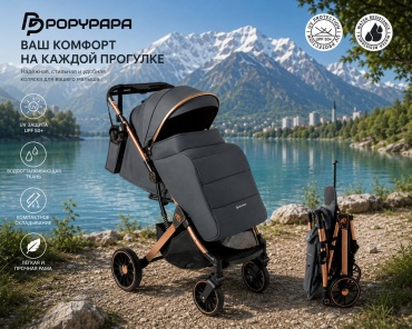 Коляска прогулочная Popypapa C3PROMAX, темно-серый