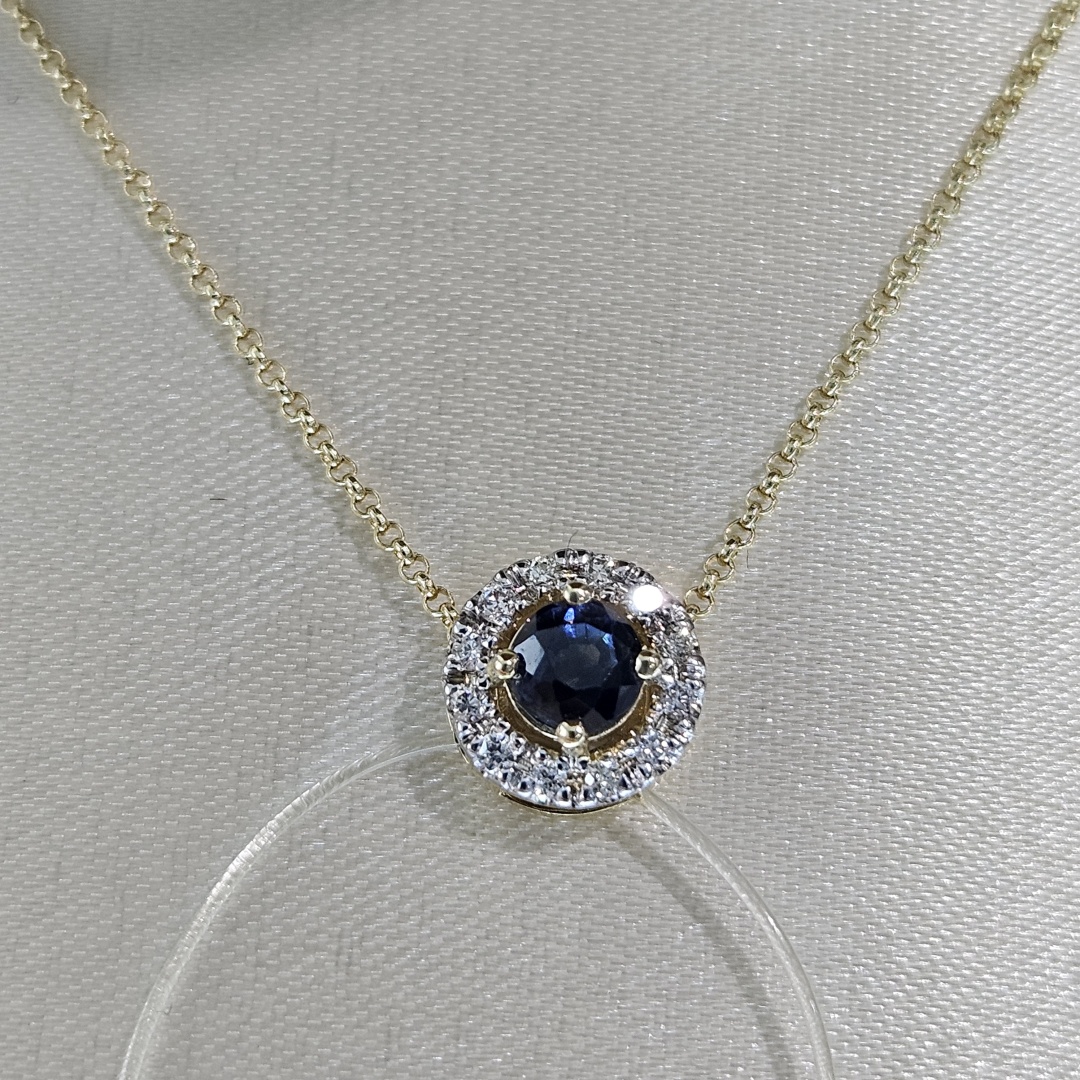 Колье Gaukhar Jewelry N717RT4181 длина 45 см вес 2.28 г золото, бриллиант, сапфир