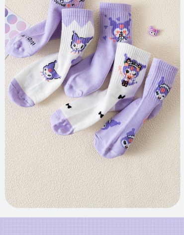 Носки KIDS SOCKS Носки Kuromi белый, фиолетовый 13, 14, 15