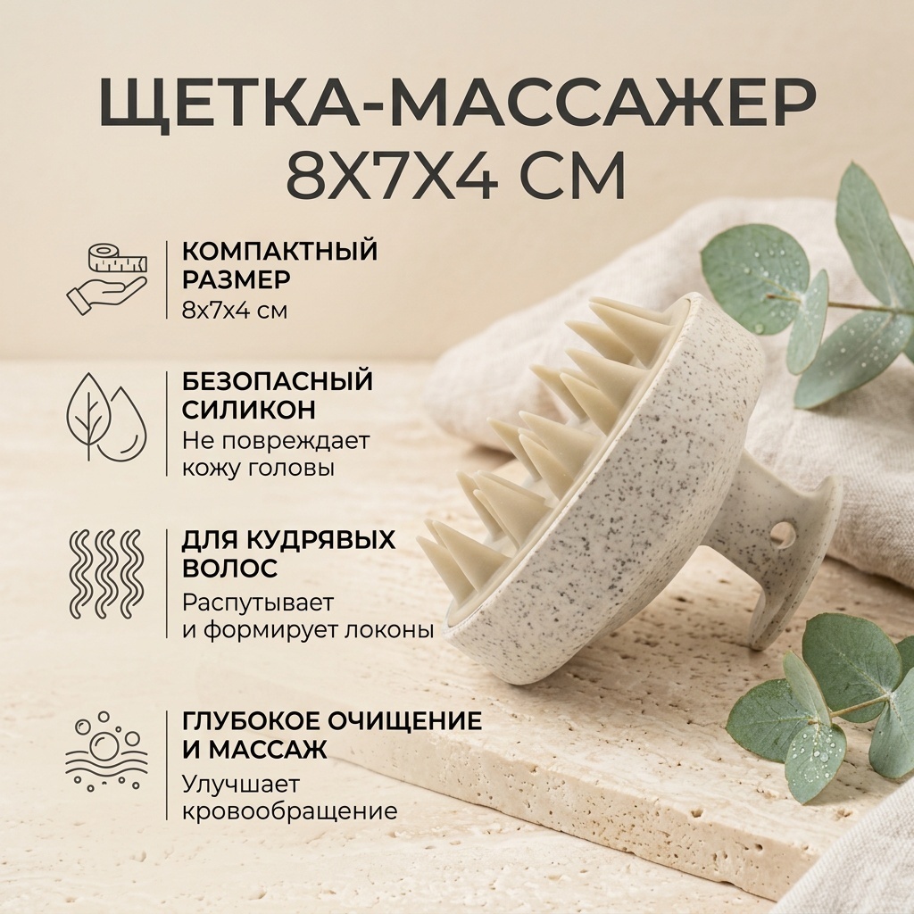 Щетка-массажер 8х7х4 см