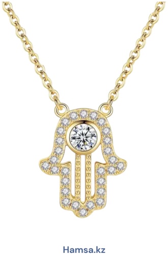 Колье Hamsa.kz Ладонь Фатимы длина 45 см вес 2.85 г серебро, фианит