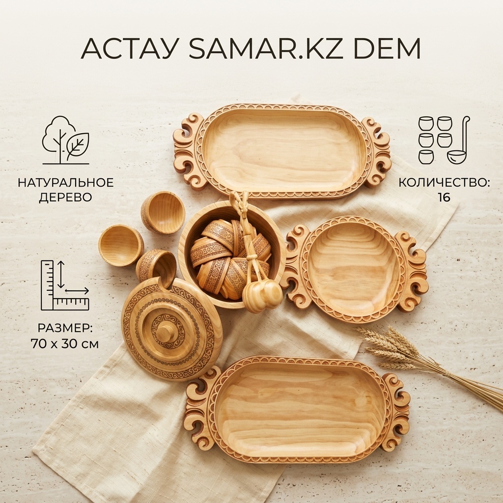 Астау Samar.kz Dem 70х30 см, дерево, 16 шт
