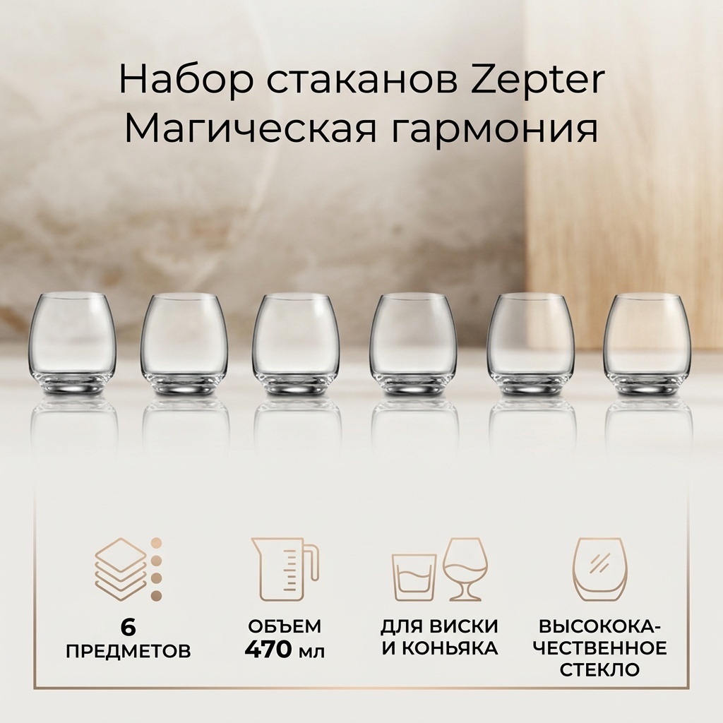 Набор стаканов Zepter 470 мл, стекло, 6 шт