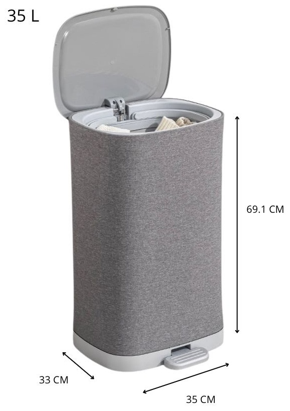 Корзина для белья 33x35x69 см, текстиль, нержавеющая сталь