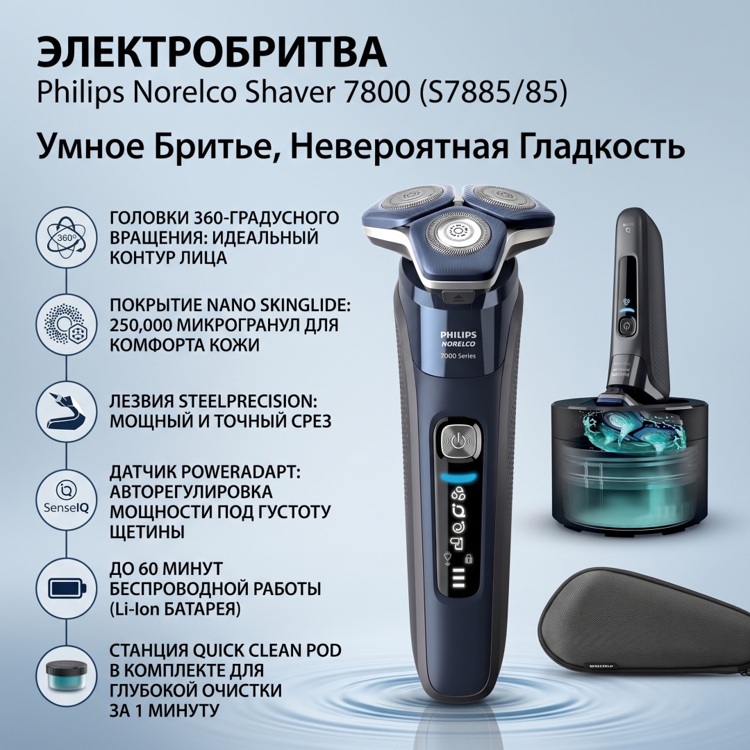 Электробритва Philips Norelco Shaver 7800 S7885/85 роторная