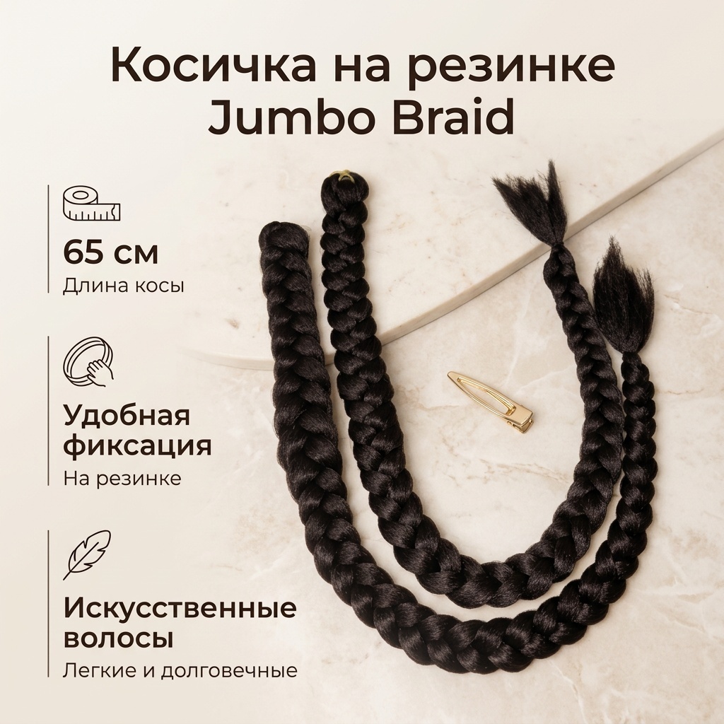 Jumbo Braid косичка на резинке темно коричневый женский, 1 шт