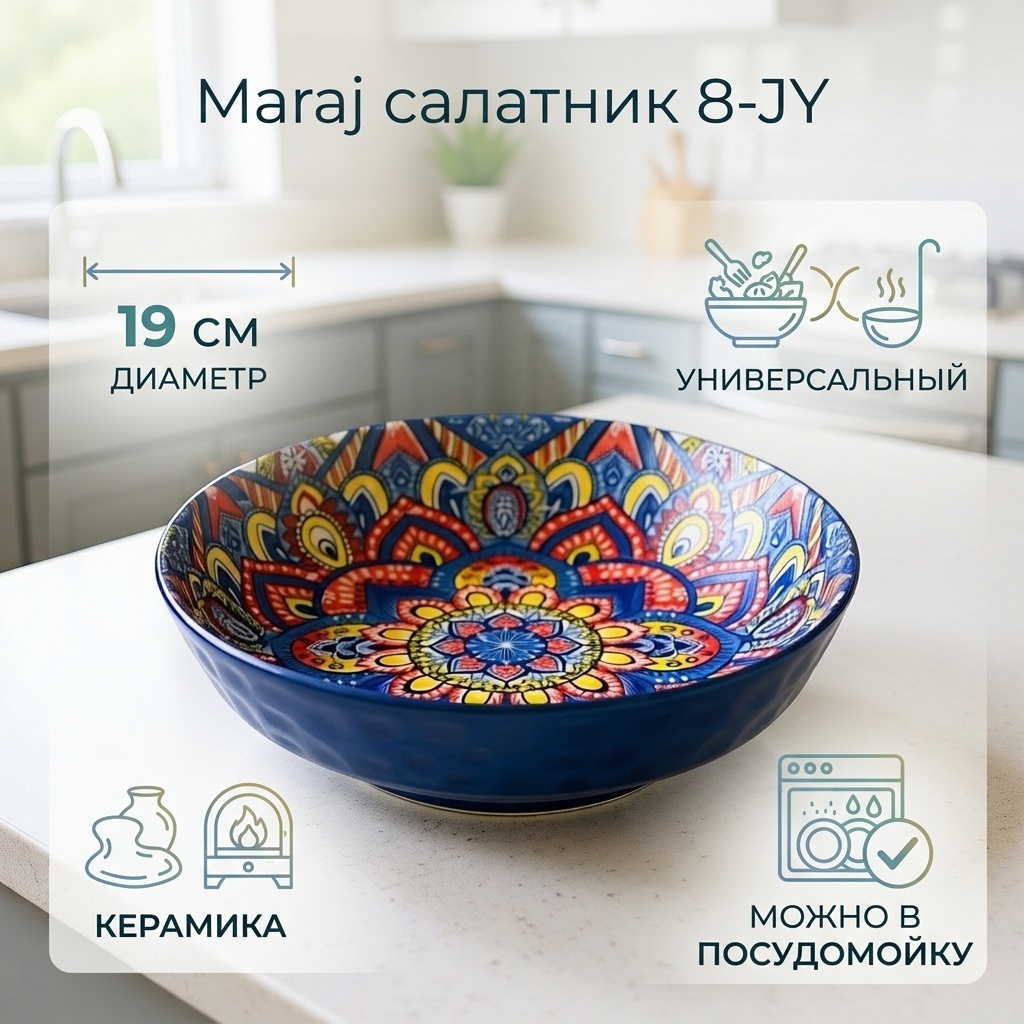 Салатник Maraj 19х19 см, керамика, 1 шт
