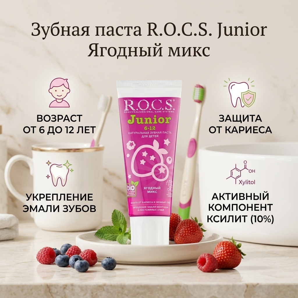 R.O.C.S. зубная паста Junior Ягодный микс 74 г