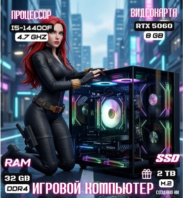 REALTECH i5-14400F / RTX 5060 8 Гб / 32 Гб / SSD 2000 Гб / Win 11