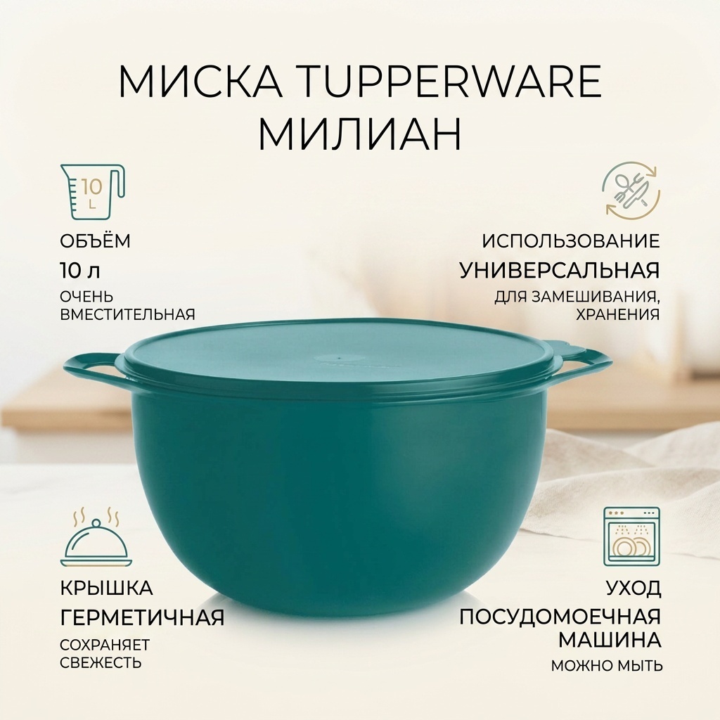 Миска Tupperware Милиан 38х32 см, полипропилен, 1 шт