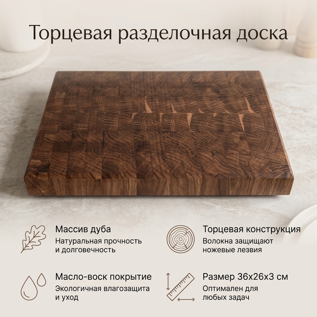 Разделочная доска 30029646_536153 1 шт, дуб