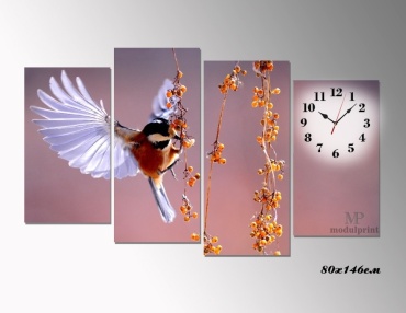 MP modulprint модульная картина Птица с ягодами 146x80 см