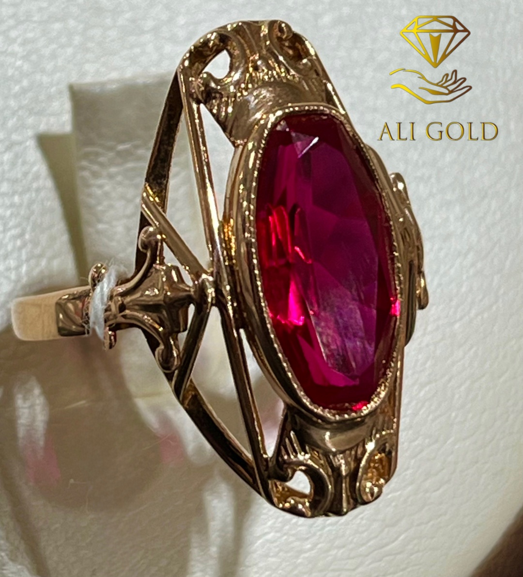 ALI GOLD 583 пробы размер 18.5 вес 4.7 г золото, рубин