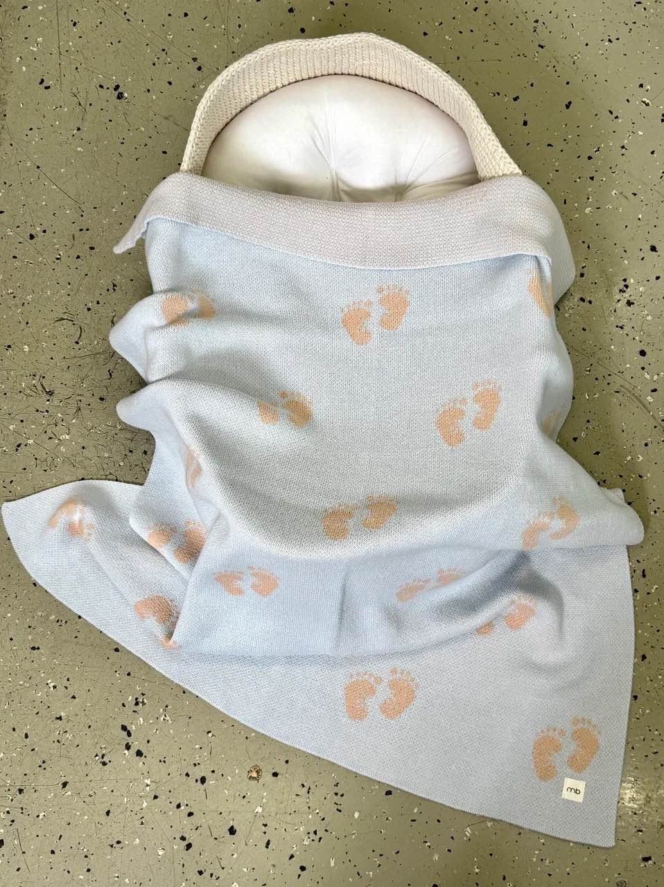Детский плед Mimibaby Пяточки 100х100 см, хлопок, голубой