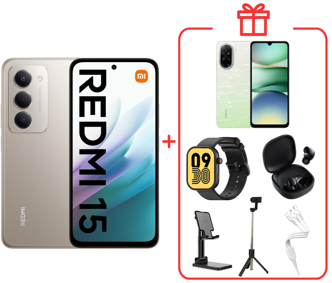 Смартфон Xiaomi Redmi 15 4G 6 ГБ/128 ГБ серый + подарок