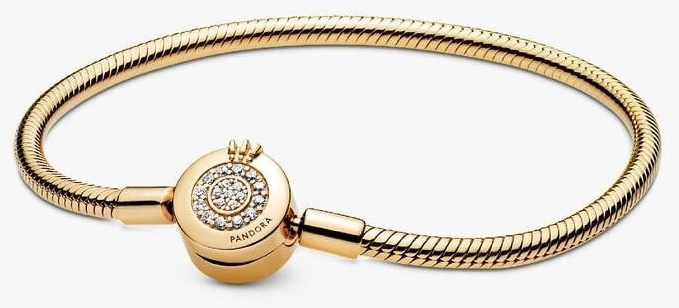 PANDORA «Сияющая корона» 569046C01-20 длина 20 см, вес 14 г сплав покрытый розовым золотом 14К, плетение снейк