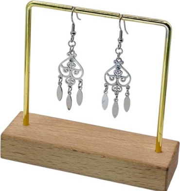 Серьги Stainless Steel титан, стразы