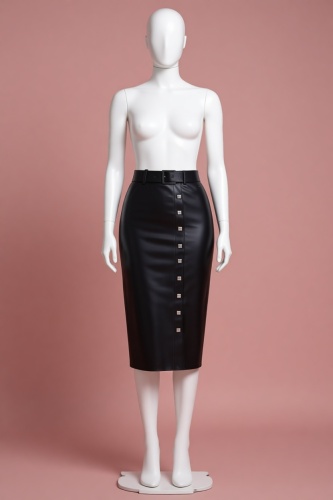 Кожаная юбка, прямая юбка NUR Collection черный, серый