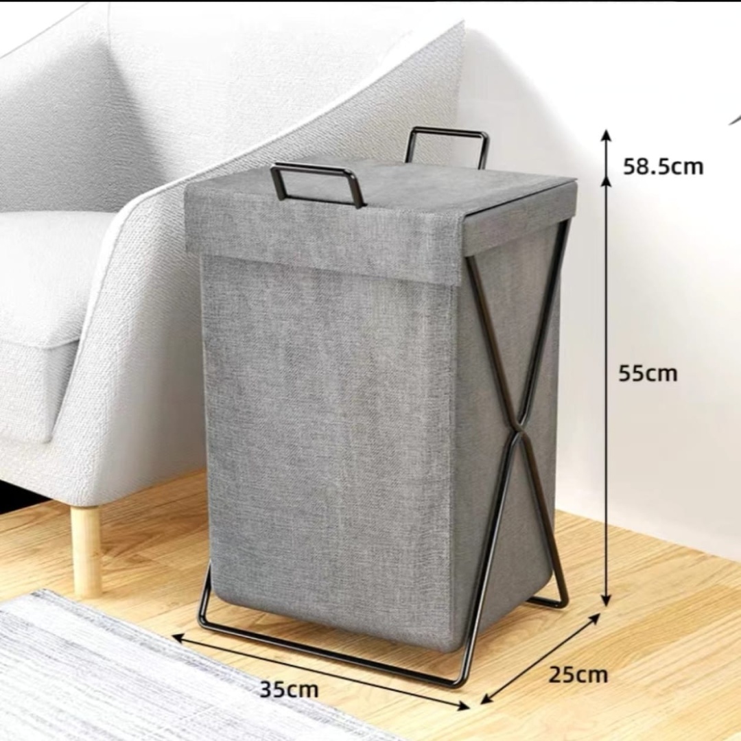 Корзина для белья 35x25x58 см, металл, текстиль