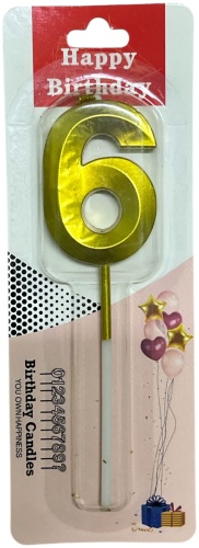 Свеча Birthday candles цифра 6, 1 шт