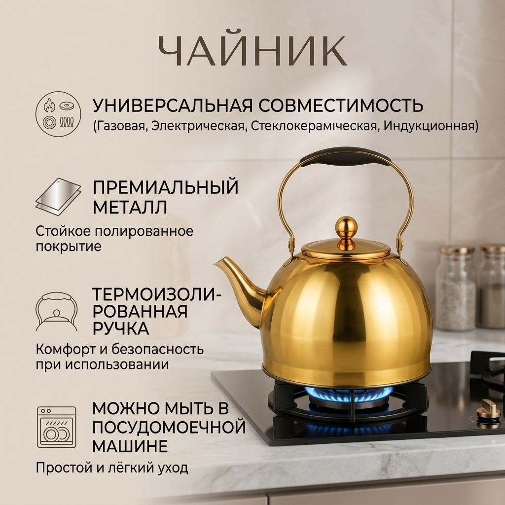 Чайник G-8032 3 л, металл