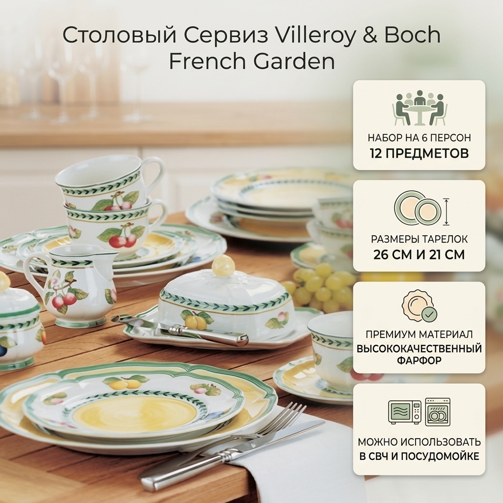 Сервиз на 6 персон Villeroy&Boch , предметов: 12, столовый, фарфор