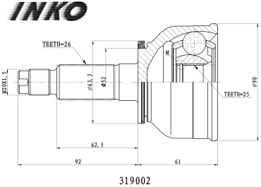INKO шрус 319002