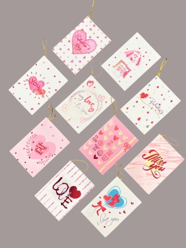 Открытка Открытка 14-февраля, White Heart, 10шт ассорти, 6,5*9,5см 10 шт