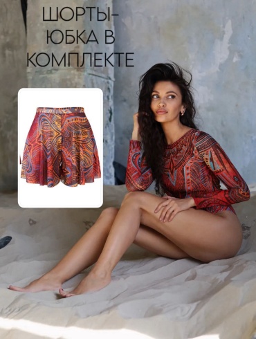 Купальник слитный SAI TRADE красный, оранжевый