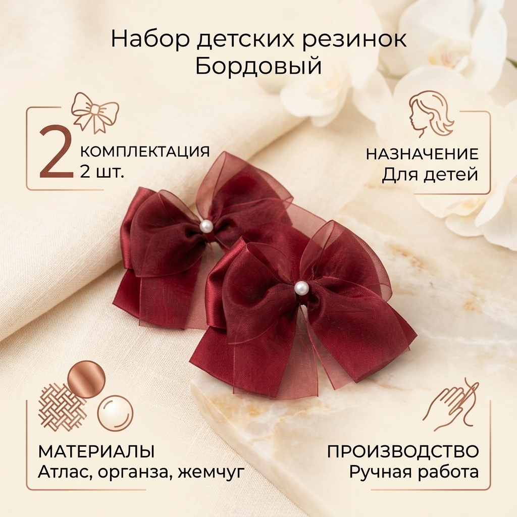 Резинка 2 шт, бордовый