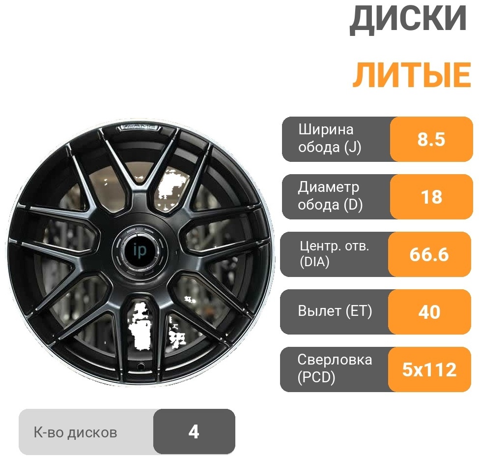 Ipeople-Wheels ip-1580 8.5x18/5x112 D66.6 ET40 4 диска черный
