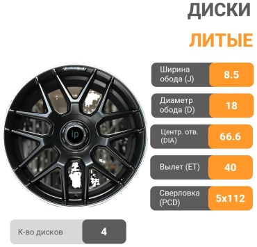 Ipeople-Wheels ip-1580 8.5x18/5x112 D66.6 ET40 4 диска черный