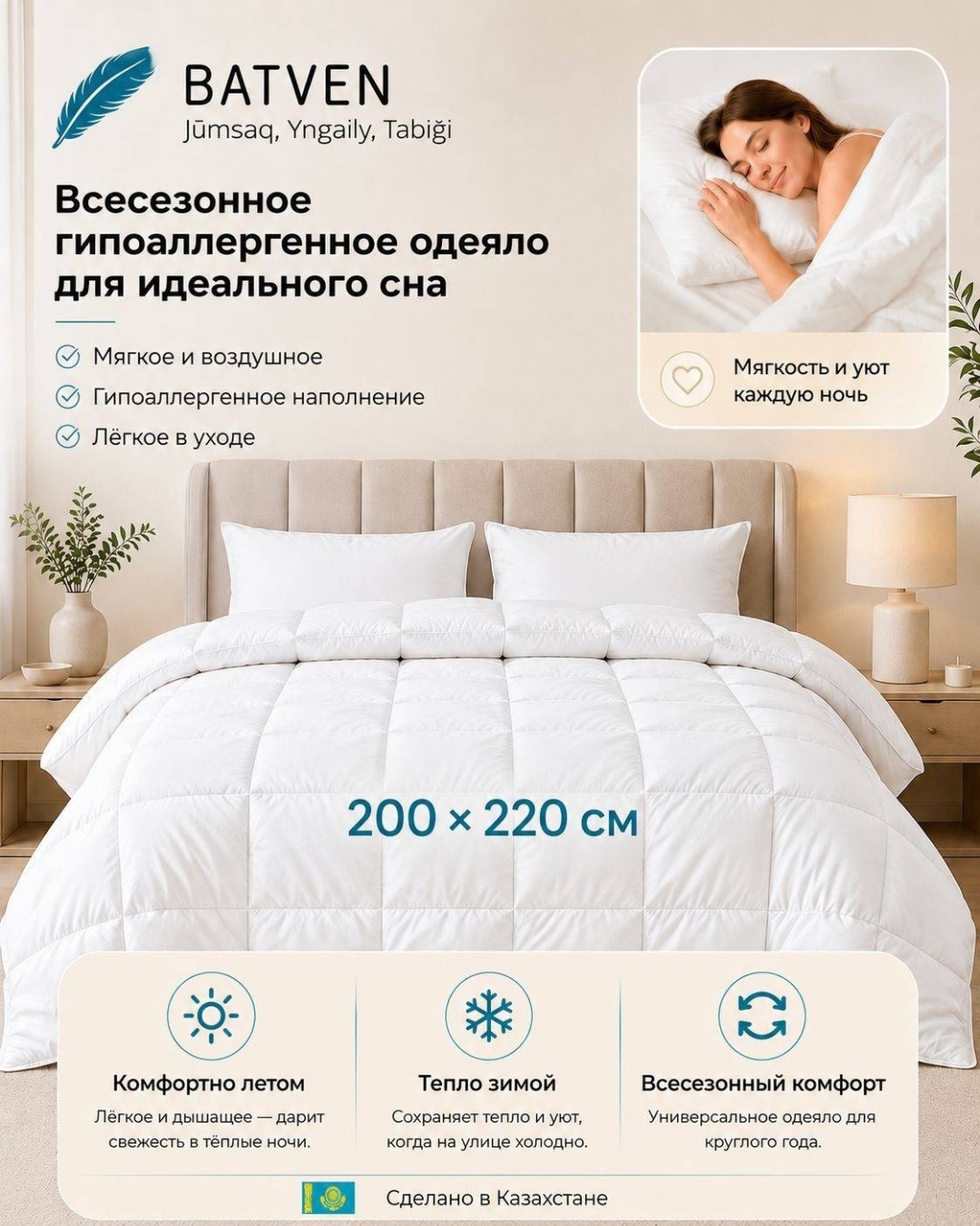 Одеяло BATVEN 928303088 200x220 всесезонное