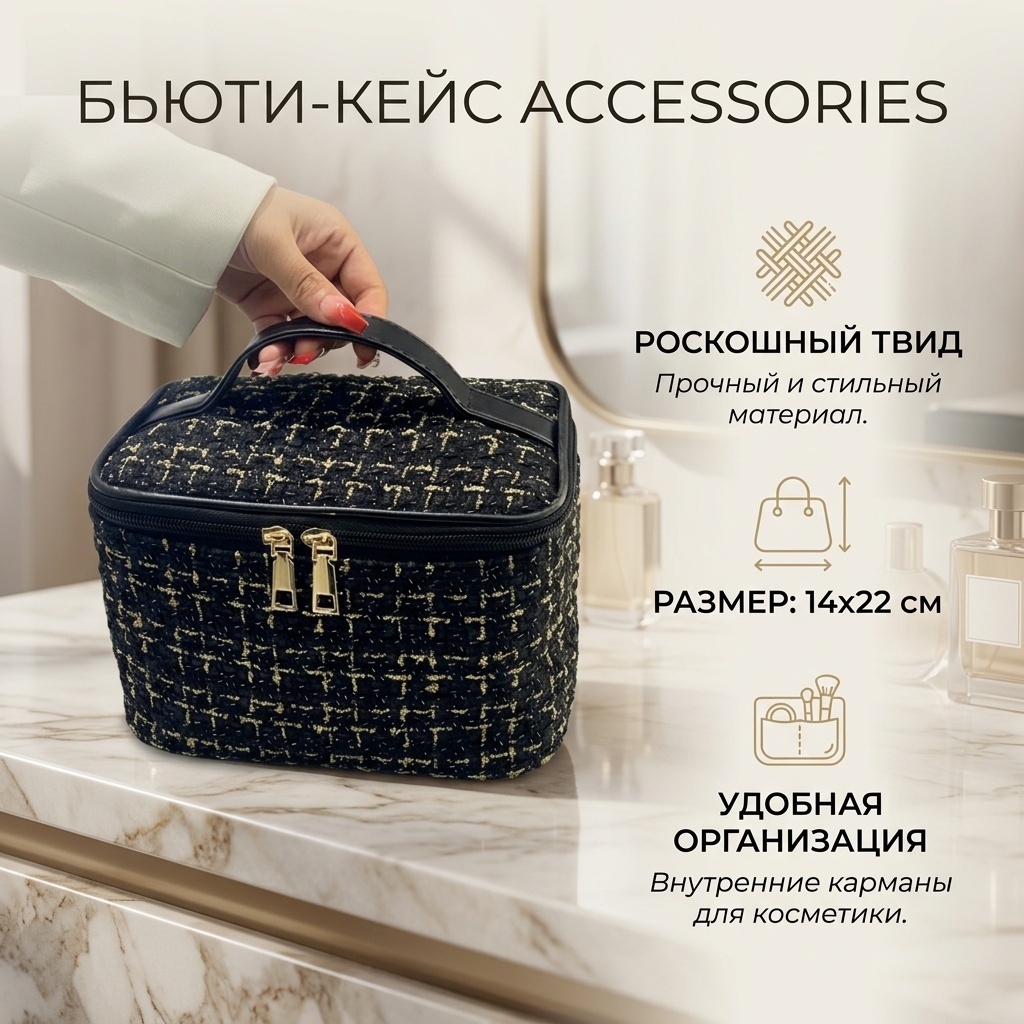Accessories бьюти-кейс текстиль черный 14X22 см