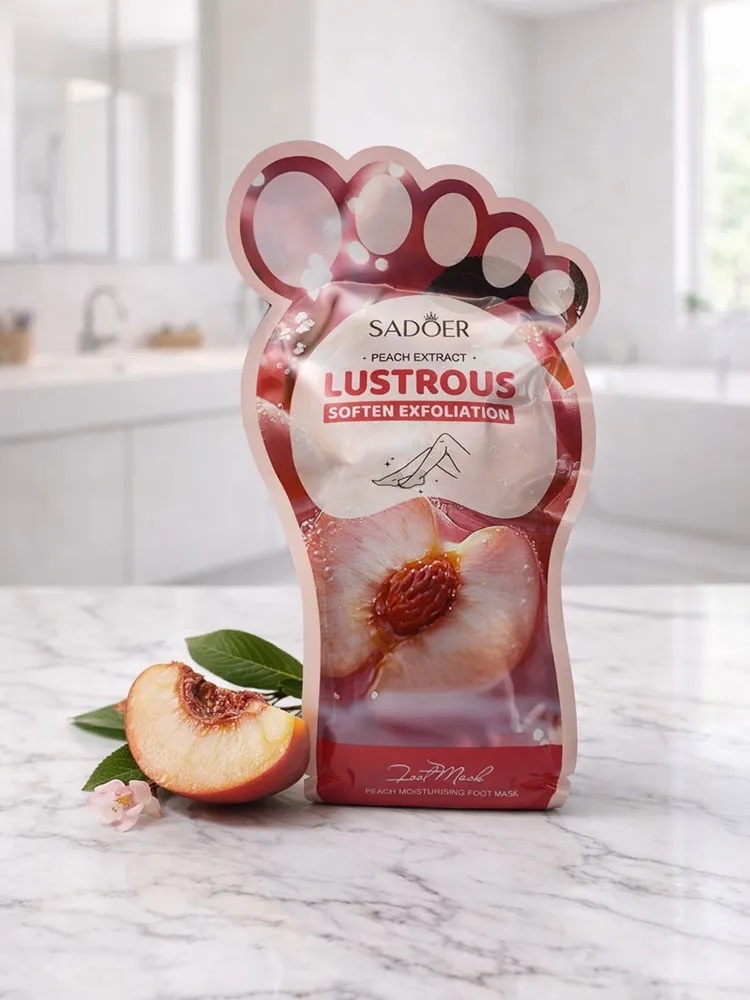 SADOER маска для ног Peach Extract Lustrous Soften Exfoliation 1 пара