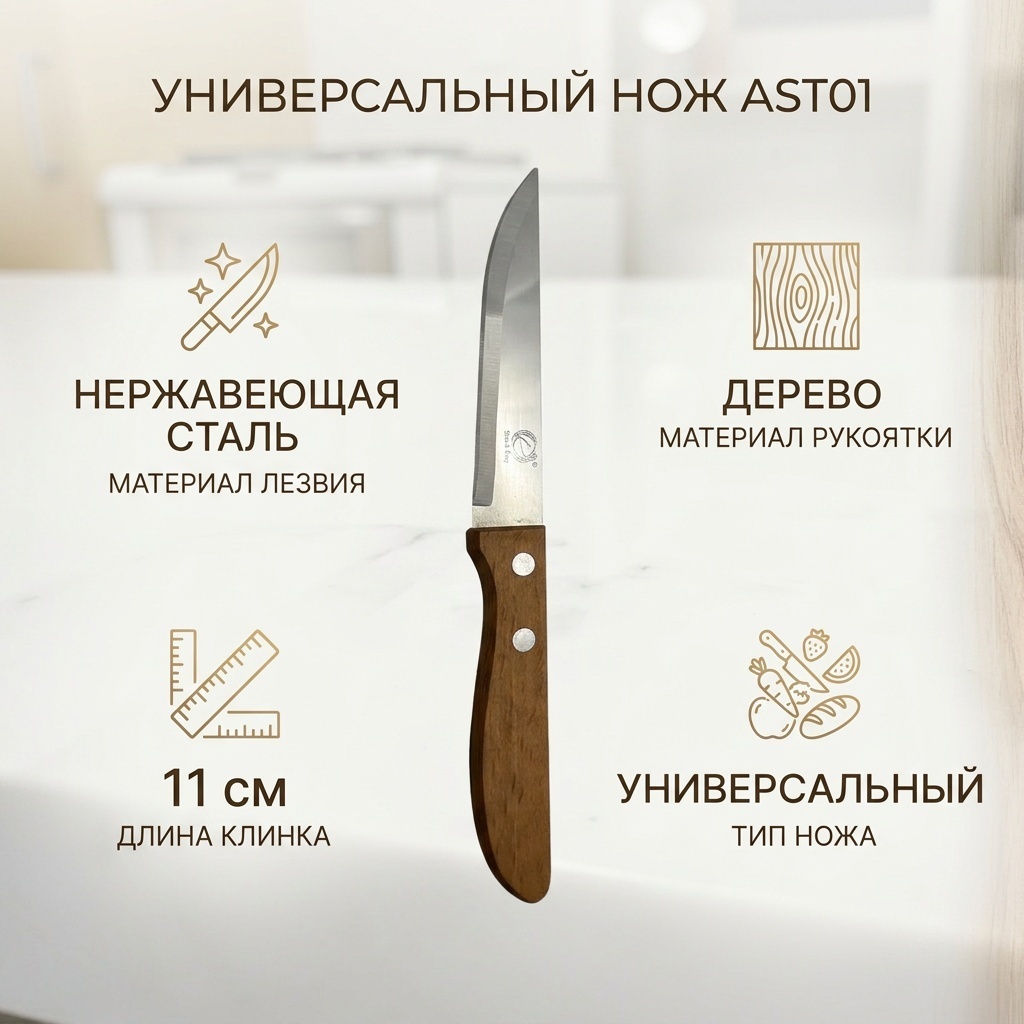 Нож универсальный , лезвие: нержавеющая сталь 1 шт
