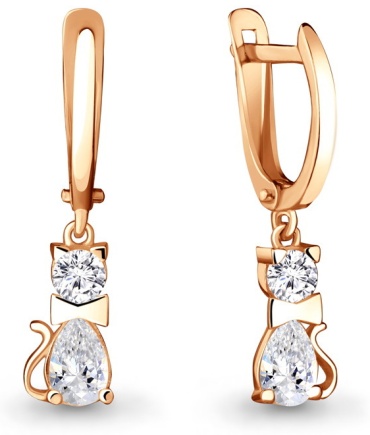 Серьги AQUAMARINE 253082 вес 2.28 г серебро, фианит