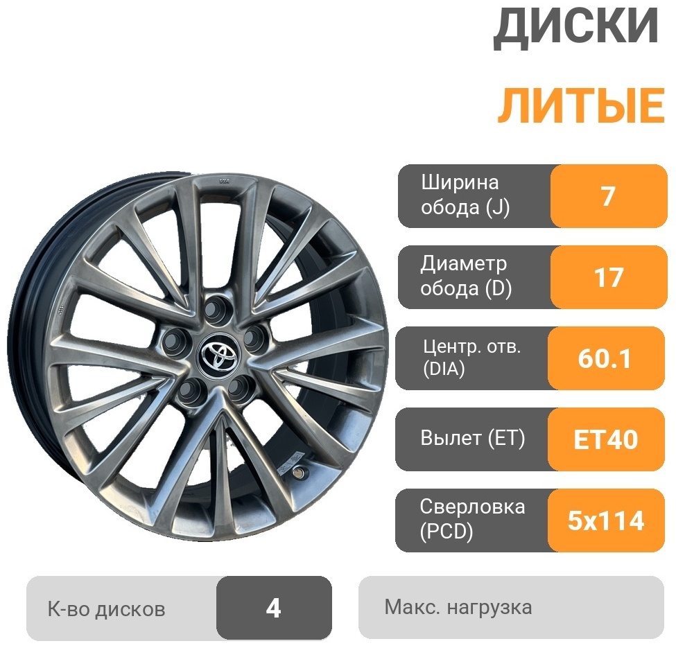 RNO 5159 7x17/5x114.3 D60.1 ET40 4 диска графит
