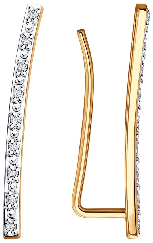 Серьги Diamant 9835092 вес 0.9595 г золото, бриллиант