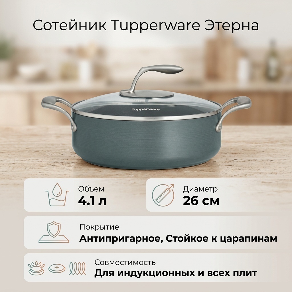 Сотейник 4.1 л, Tupperware Usp01 алюминий